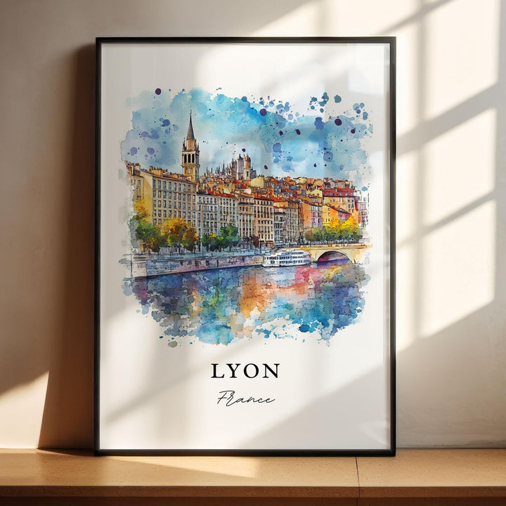 Lyon France Wall Art, Lyon Print, Lyon FR Watercolor Art, Lyon France Gift, Auvergne-Rhône