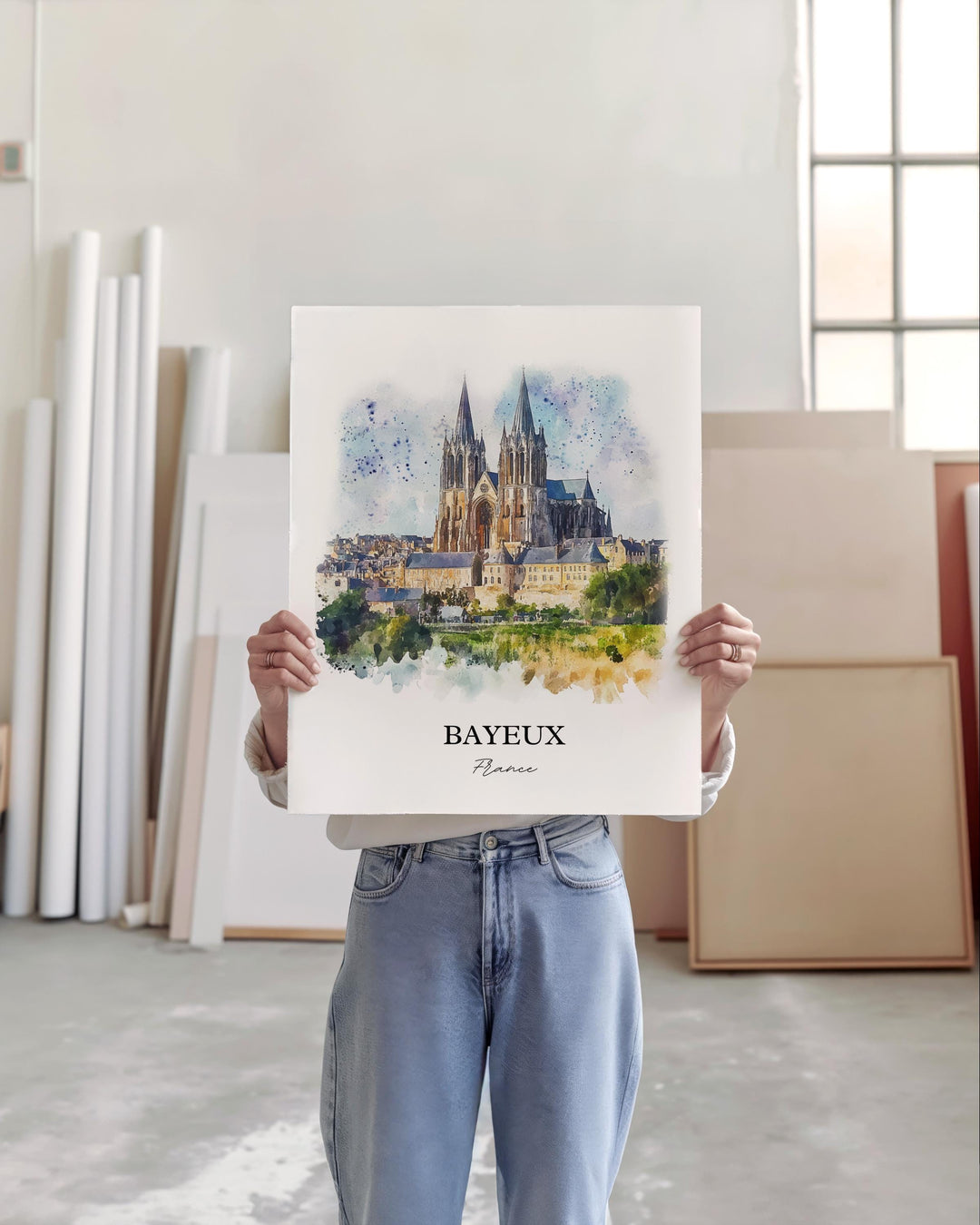 Bayeux France Wall Art, Normandy Region Print, France Watercolor Art, Bayeux Gift, Travel Print, Travel Poster, Housewarming Gift
