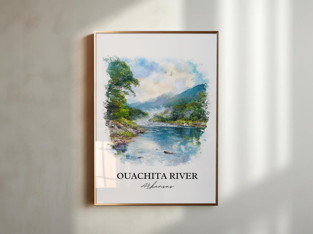 Ouachita River Wall Art, Black River Print, Arkansas Watercolor Art, Ouachita River Gift, Travel Print, Travel Poster, Housewarming Gift