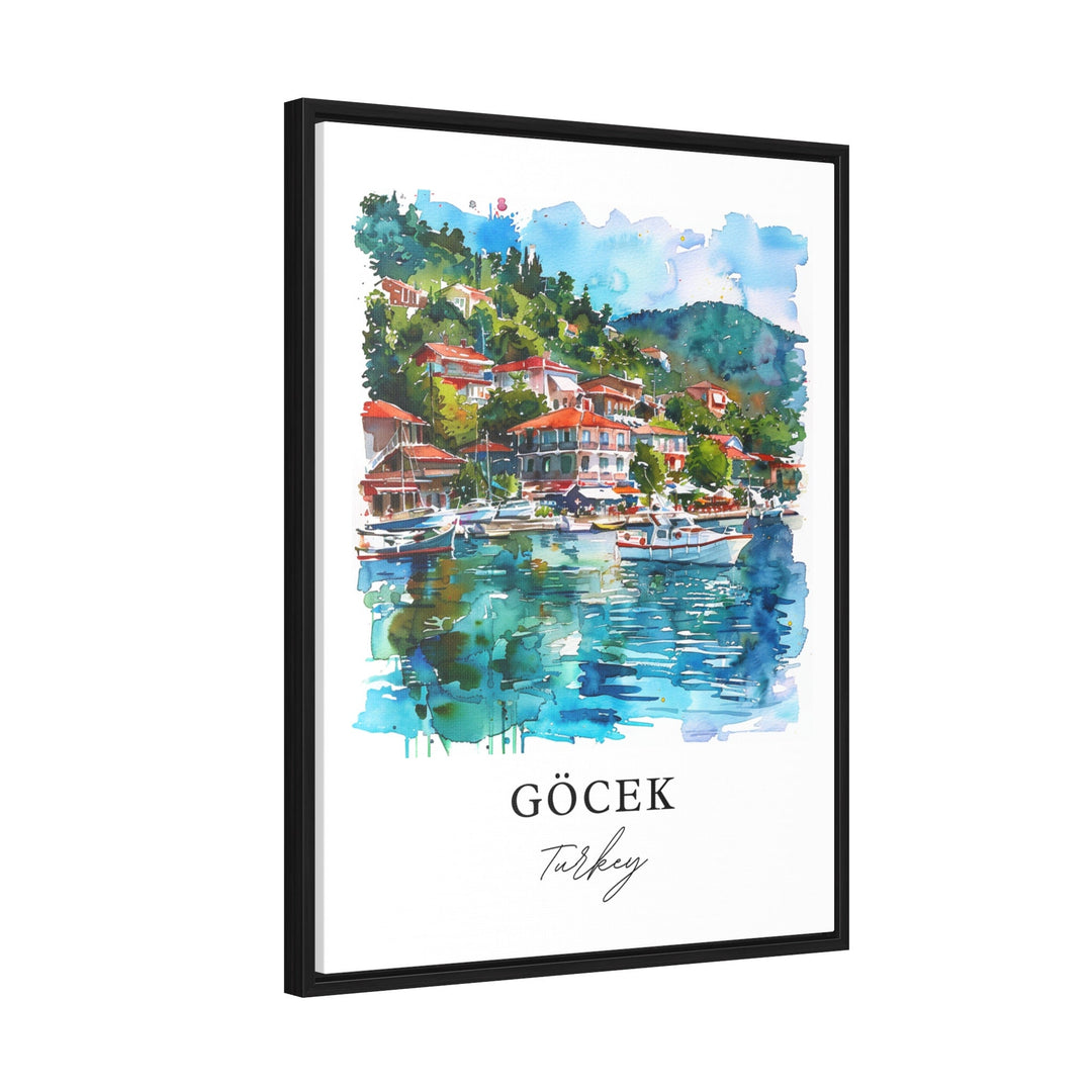 Gocek Turkey Art, Fethiye Turkey Print, Gocek Watercolor, Mugla Province Gift,