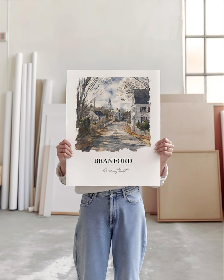 Branford, Connecticut, Connecticut – Watercolor Art Print