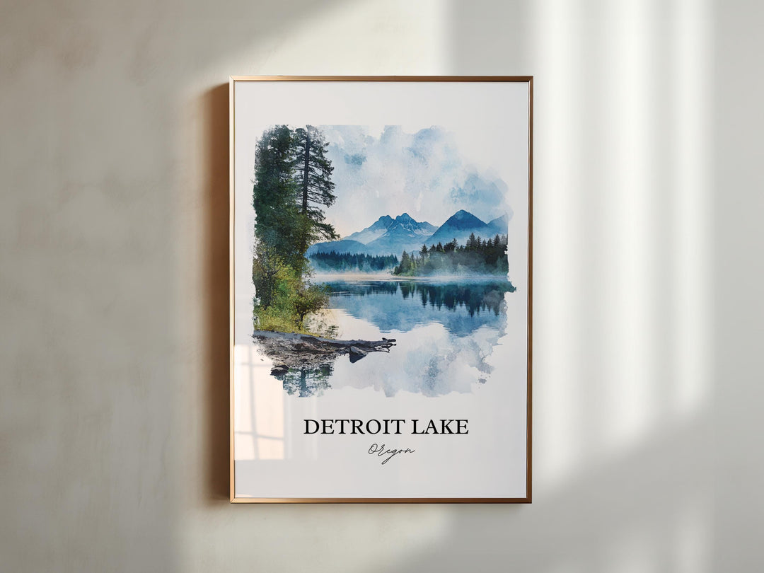 Detroit Lake, Oregon, USA – Watercolor Art Print
