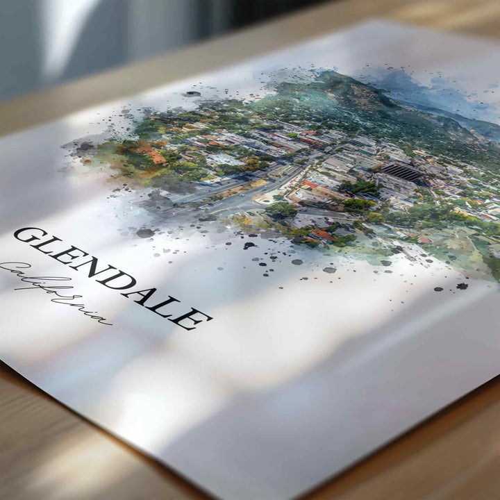 Glendale, California Wall Art, Glendale Print, California Watercolor Art, Los Angeles Gift, Travel Print, Travel Poster, Housewarming Gift