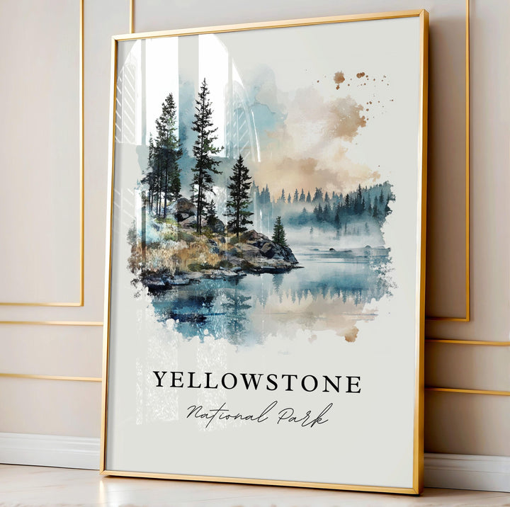 Yellowstone Art, Yellowstone Park Print, Yellowstone Watercolor Art, Yellowstone WY Gift,