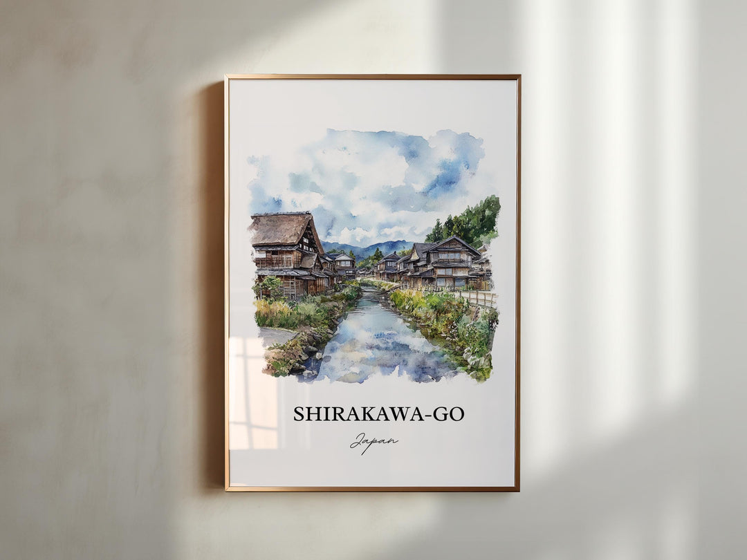 Shirakawa-Go Wall Art, Ono District Print, Japan Watercolor Art, Shirakawa Japan Gift, Travel Print, Travel Poster, Housewarming Gift