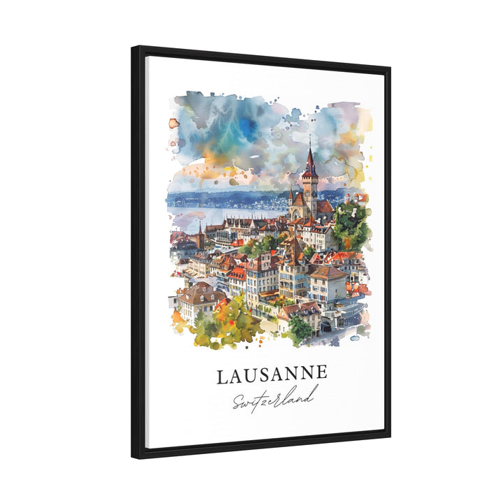 Lausanne Wall Art, Lausanne Switzerland Print, Lake Geneva Watercolor, Vaud Switzerland Gift,