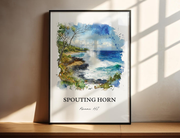 Spouting Horn, Kauai South Shore, USA – Watercolor Art Print