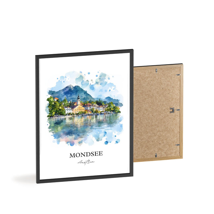 Mondsee Wall Art, Vöcklabruck District Print, Austria Watercolor Art, Mondsee Austria Gift, Travel Print, Travel Poster, Housewarming Gift