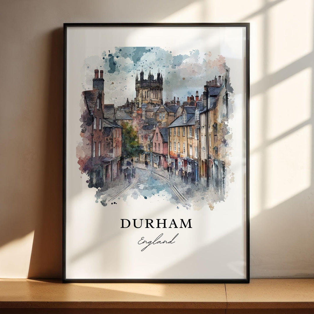Durham England Wall Art, Durham UK Print, Newcastle upon Tyne Watercolor Art, Durham UK Gift, Travel Print, Travel Poster, Housewarming Gift