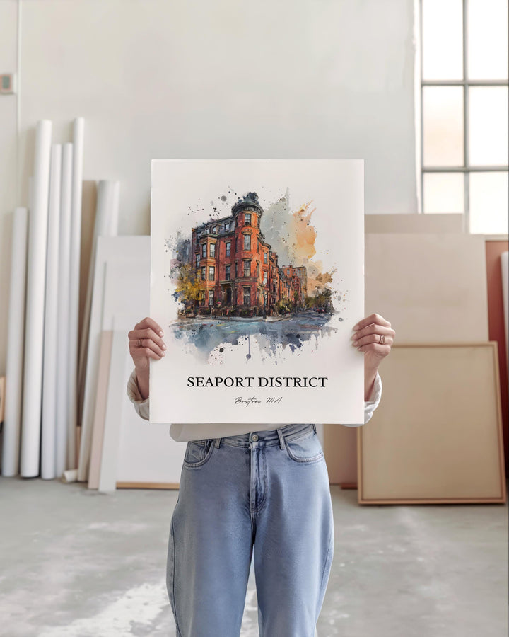 Seaport District, Boston MA – Watercolor Art Print