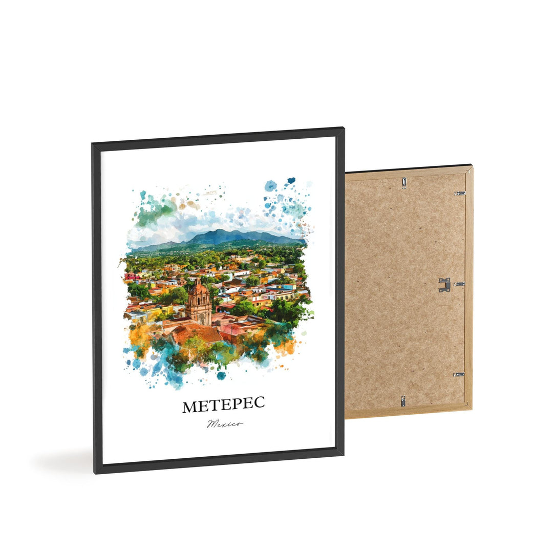 Metepec MX Wall Art, Toluca Print, Mexico Watercolor Art, Metepec Gift, Travel Print, Travel Poster, Housewarming Gift