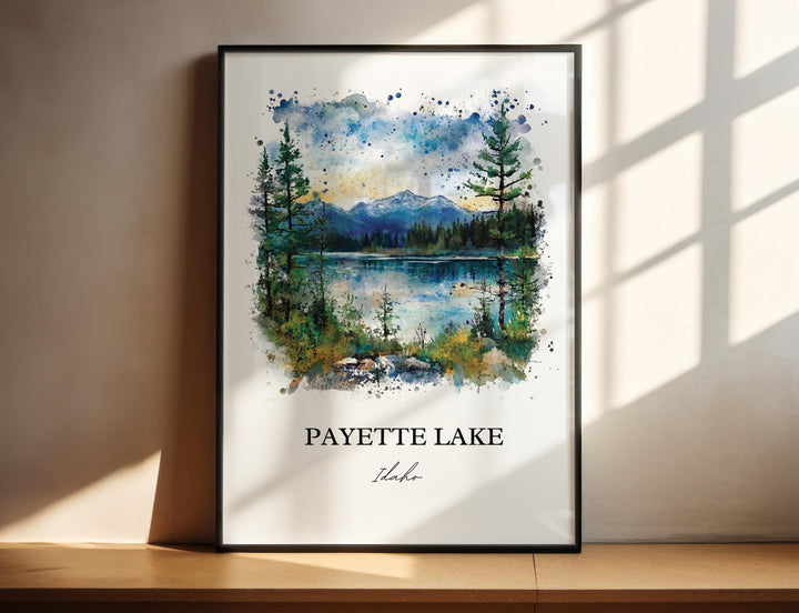 Payette Lake Wall Art, McCall Print, McCall Idaho Watercolor Art, Payette Lake ID Gift, Travel Print, Travel Poster, Housewarming Gift