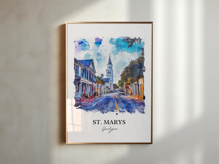 St Marys, Georgia, USA – Watercolor Art Print