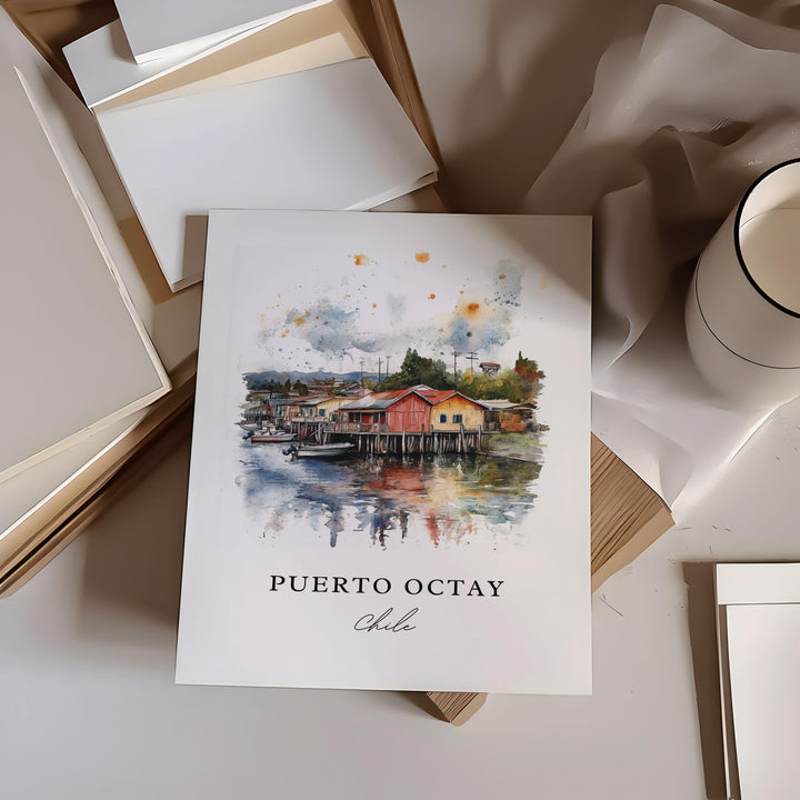 Puerto Octay Wall Art, Puerto Octay Print, Puerto Octay Watercolor, Puerto Octay Chile Gift,