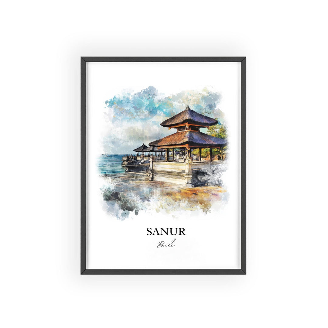 Sanur Bali Wall Art, Sanur Print, Bali Watercolor Art, Sanur Bali Gift, Travel Print, Travel Poster, Housewarming Gift
