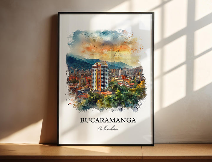 Bucaramanga Wall Art, Santander Department Print, Colombia Watercolor Art, Bucaramanga Gift, Travel Print, Travel Poster, Housewarming Gift