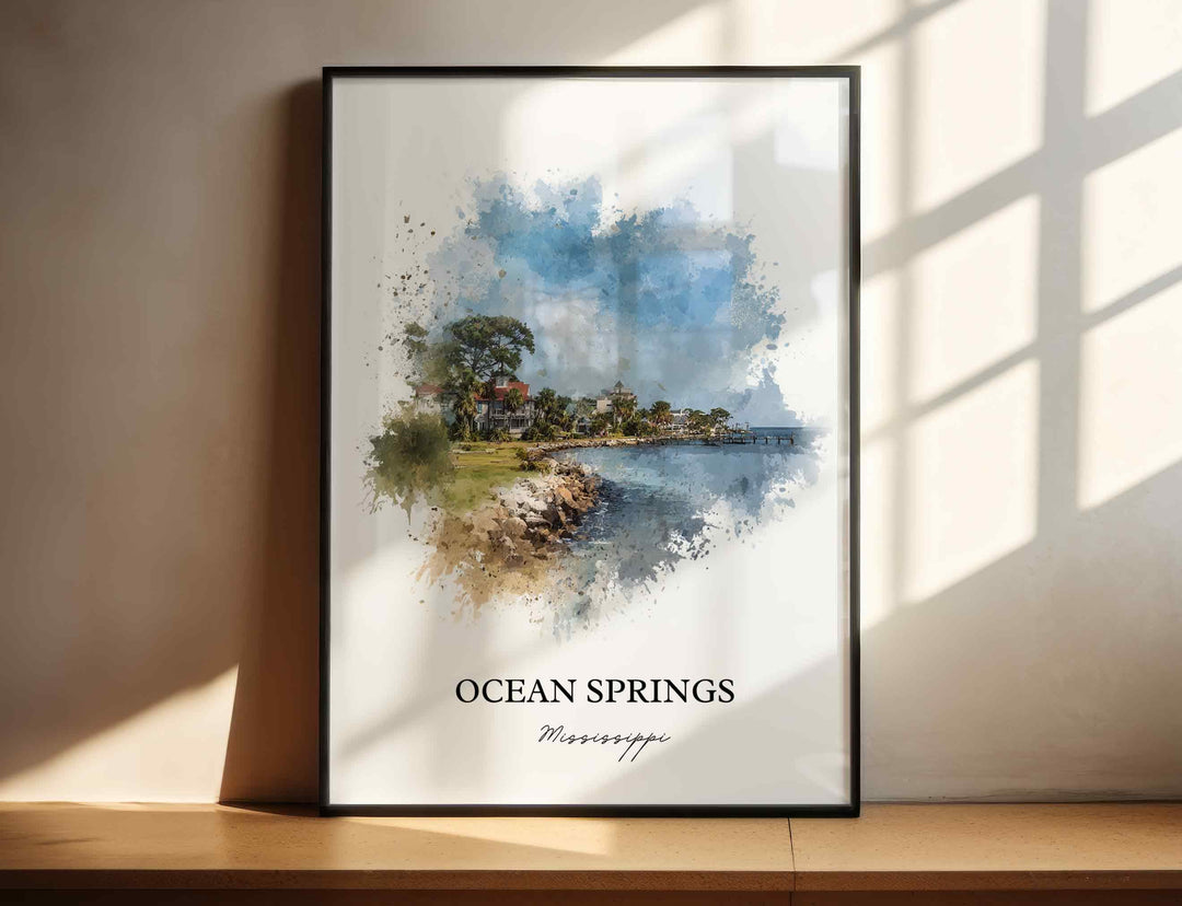 Ocean Springs, Mississippi – Watercolor Art Print