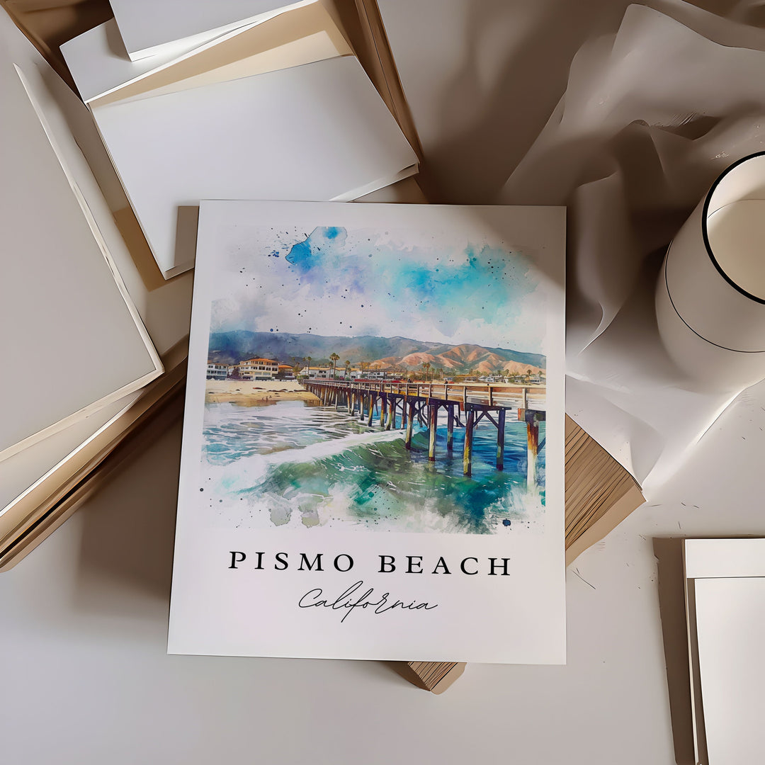 Pismo Beach CA wll art - California, Pismo Beach print, Pismo Beach Wedding gift, Birthday present, Custom Text, Perfect Gift
