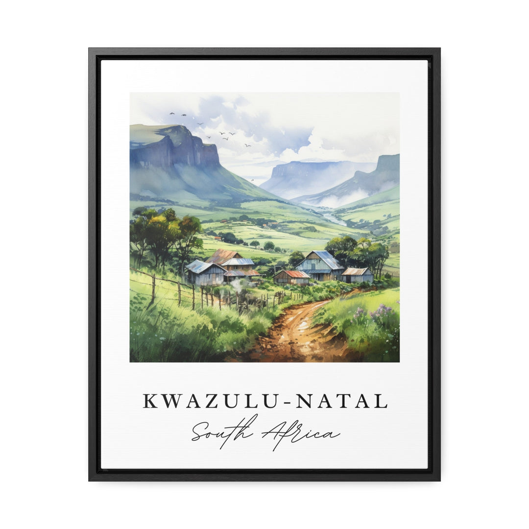 Kwazulu Natal traditional travel art - South Africa, Kwazulu Natal poster, Wedding gift, Birthday present, Custom Text, Personalised Gift