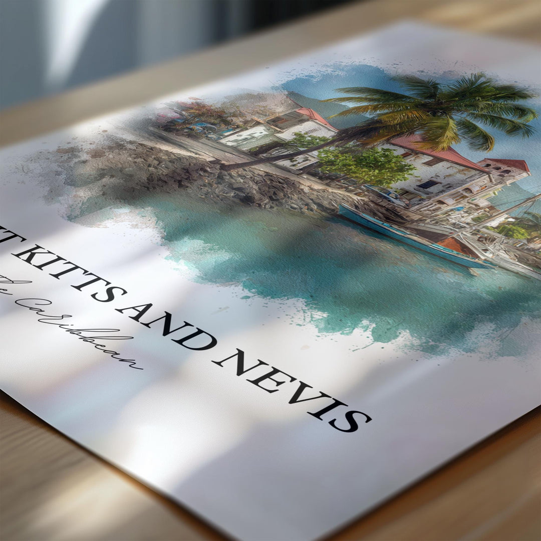 St. Kitts and Nevis Art, Saint Kitts Print, Nevis Watercolor Art, St. Kitts and Nevis Gift, Travel Print, Travel Poster, Housewarming Gift