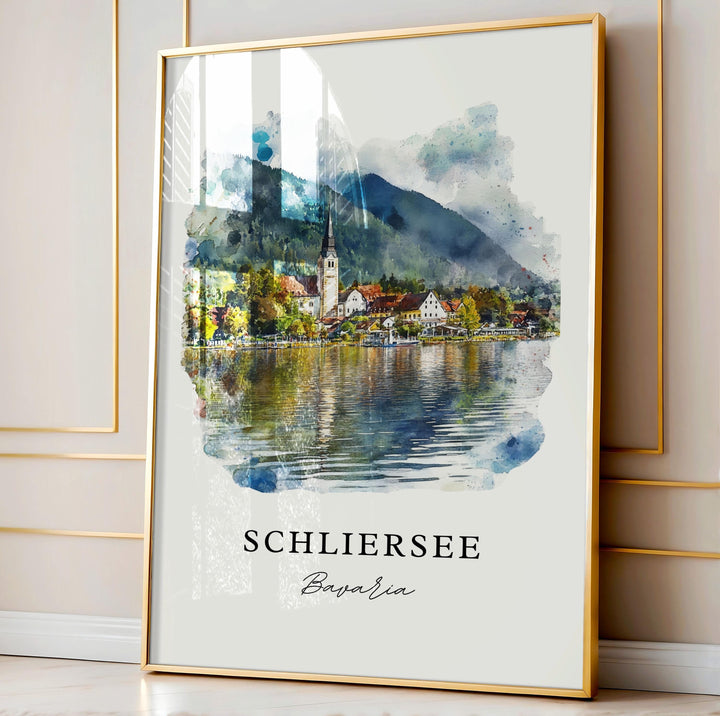 Schliersee Wall Art, Bavaria Region Print, Schliersee Watercolor Art, Bavaria Germany Gift,