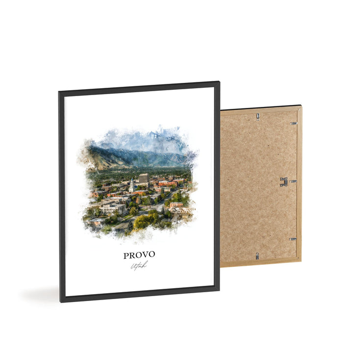 Provo Utah Wall Art, Provo Print, Utah Watercolor Art, Provo Utah Skyline Gift, Travel Print, Travel Poster, Housewarming Gift