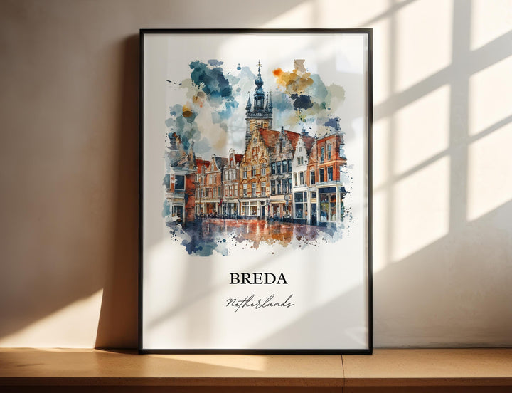 Breda Netherlands Wall Art, North Brabant Print, Netherlands Watercolor Art, Breda Gift, Travel Print, Travel Poster, Housewarming Gift