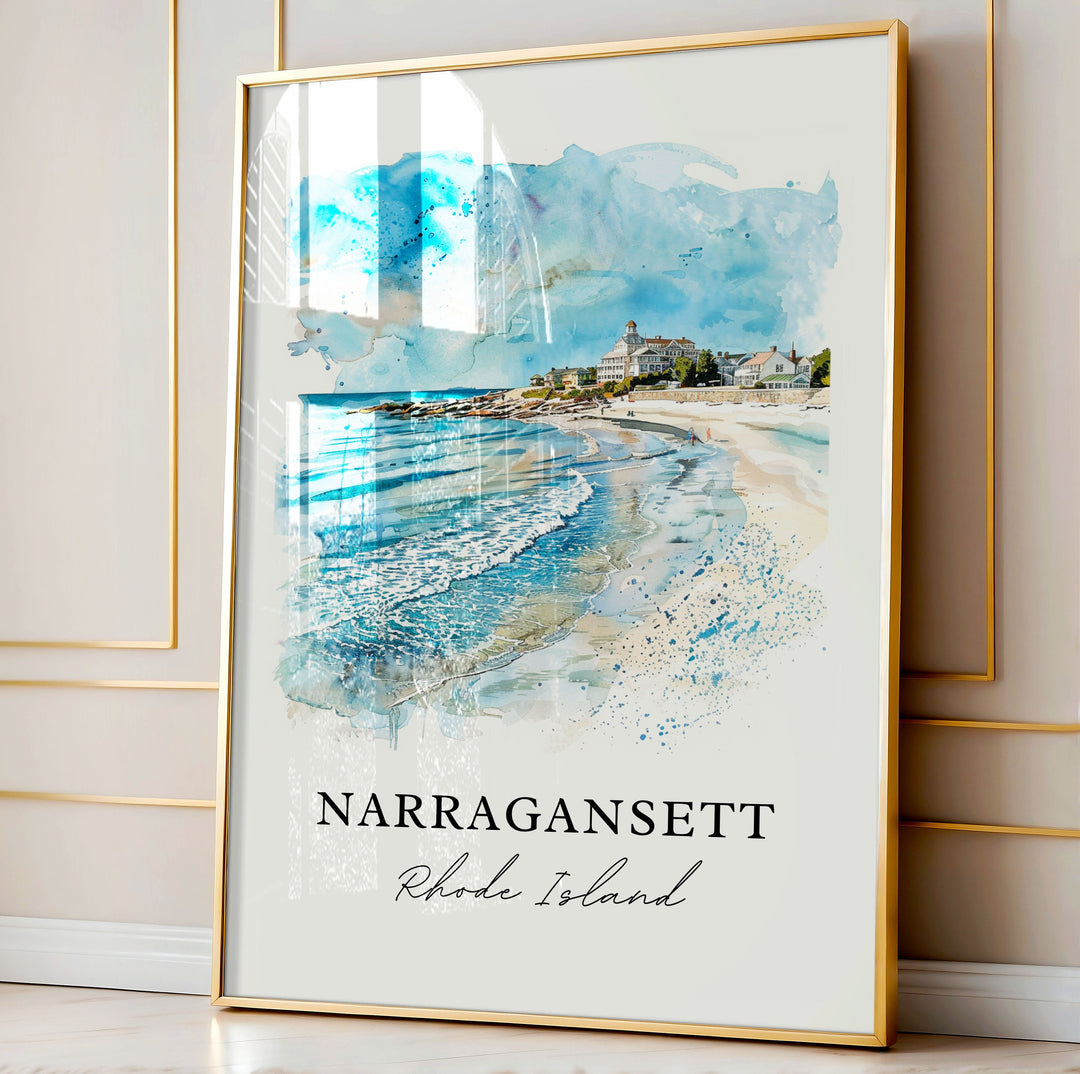 Narragansett RI Wall Art, Narragansett RI Print, Rhode Island Watercolor, Narragansett Gift,