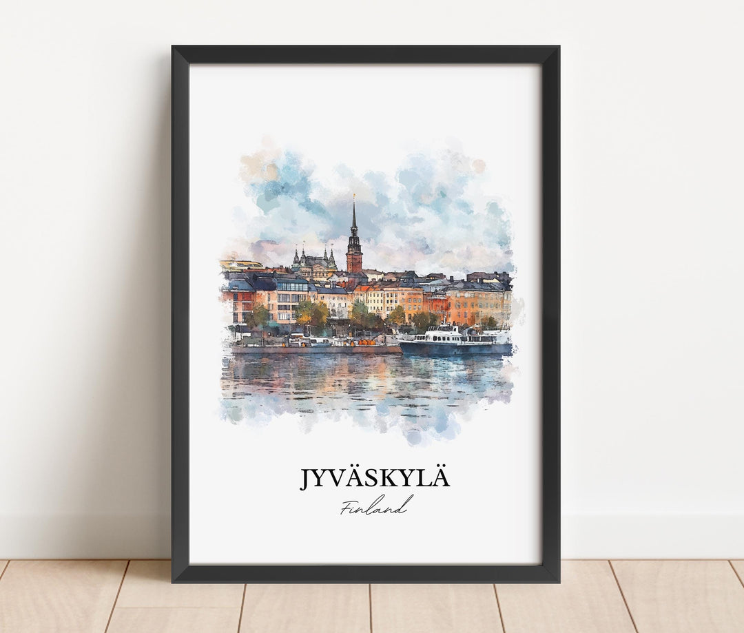 Jyväskylä Wall Art, Finnish Lakeland Print, Finland Watercolor Art, Jyväskylä Gift, Travel Print, Travel Poster, Housewarming Gift