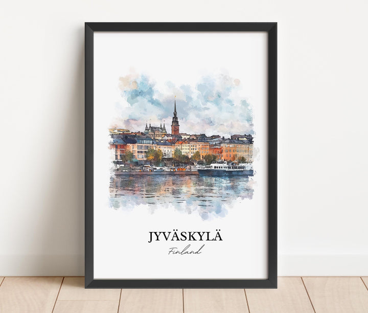 Jyväskylä Wall Art, Finnish Lakeland Print, Finland Watercolor Art, Jyväskylä Gift, Travel Print, Travel Poster, Housewarming Gift