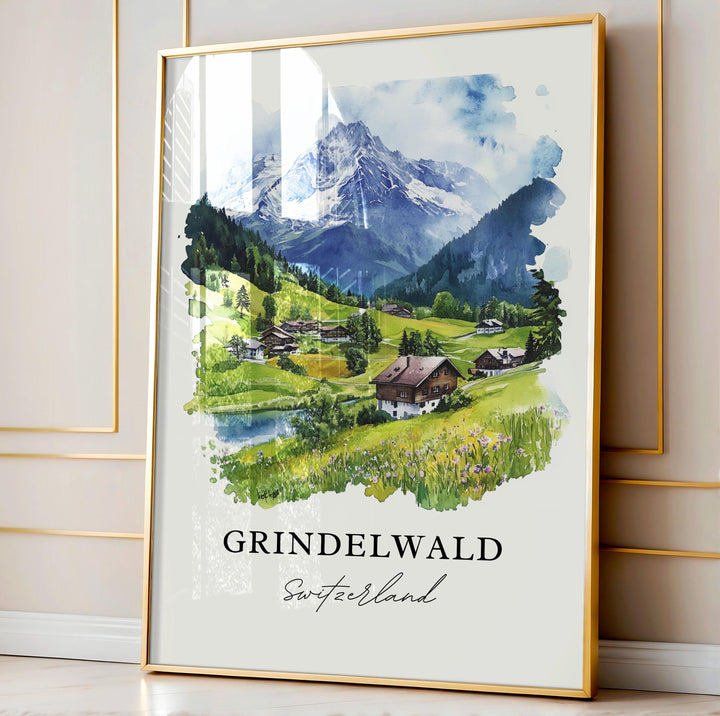 Grindelwald Wall Art, Grindelwald Switzerland Print, Bernese Alps Artwork, Jungfrau Gift, Travel Print, Travel Poster, Housewarming Gift
