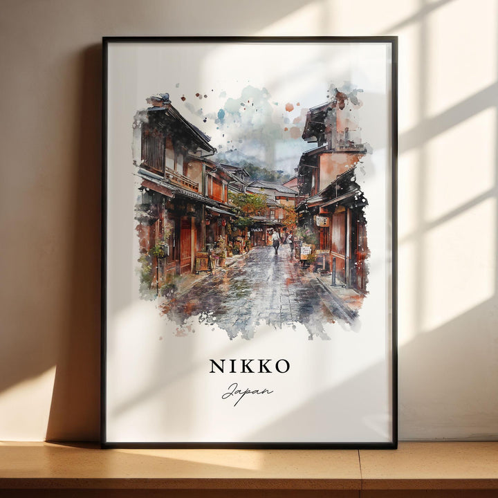 Nikko Japan Wall Art, Nikko Print, Toshogu Watercolor Art, Tochigi Prefecture Gift, Nikko