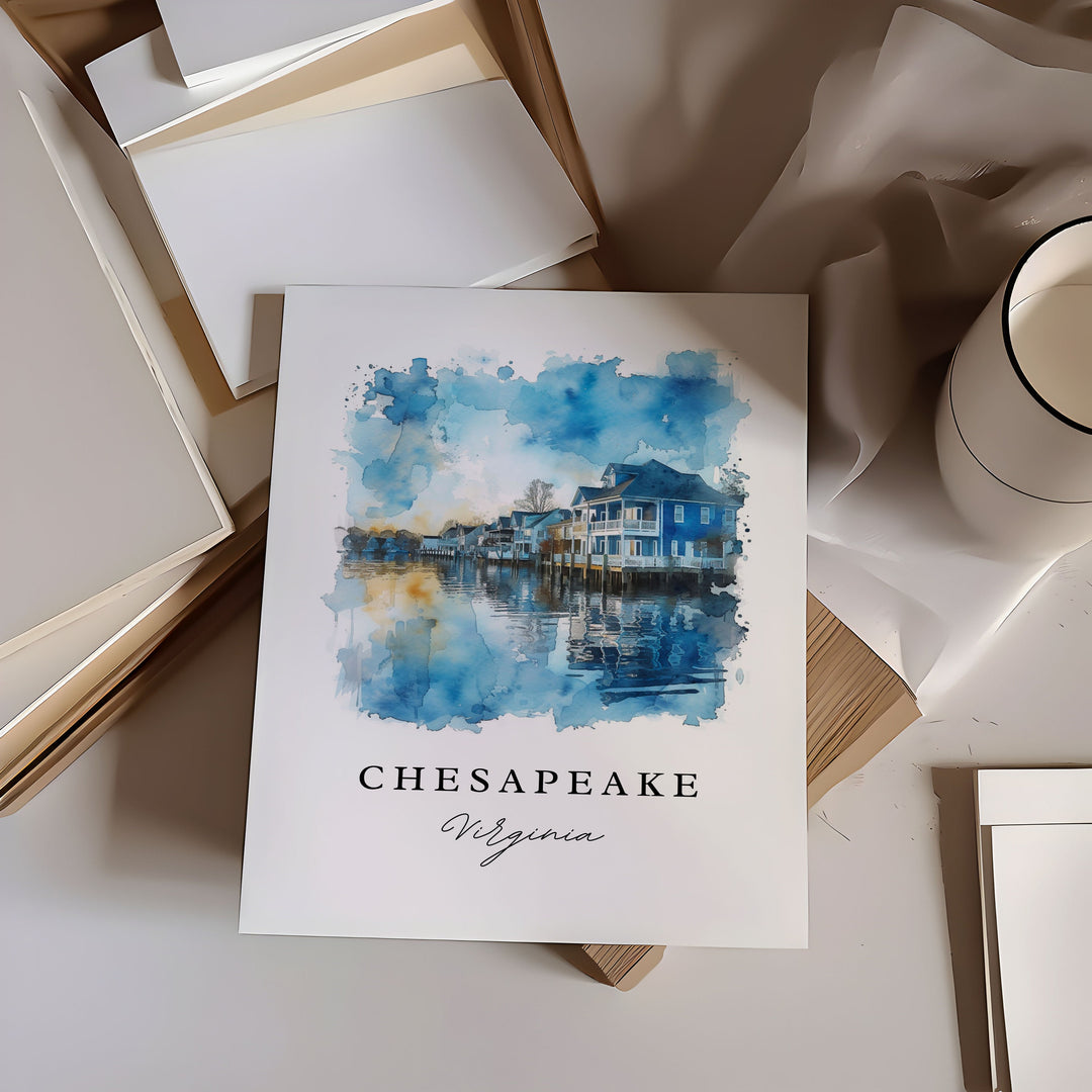 Chesapeake VA wall art - Virginia, Chesapeake print, Chesapeake Wedding gift, Birthday present, Custom Text, Perfect Gift