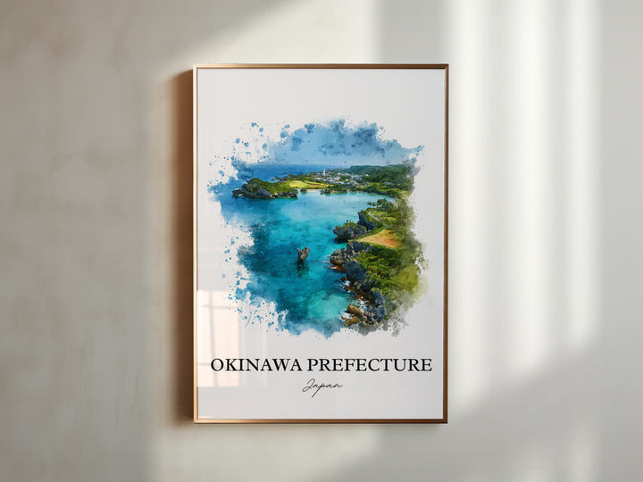 Okinawa Wall Art, Okinawa Print, Okinawa Watercolor Art, Okinawa Japan Gift, Japan Travel Print, Travel Poster, Housewarming Gift