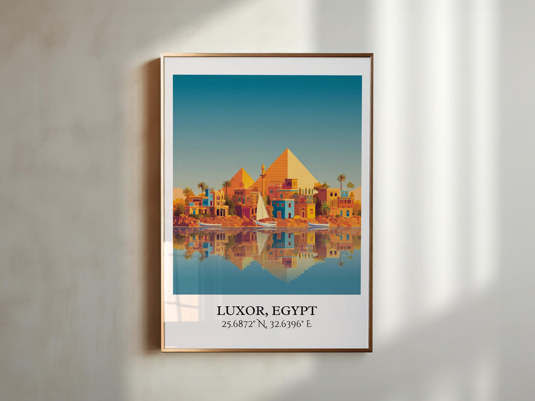 Luxor Egypt Art, Luxor Egypt Retro Travel Art, Egypt Home Decor, Egypt Gift, Egyptian Travel Art, Travel Prints, Housewarming Gift