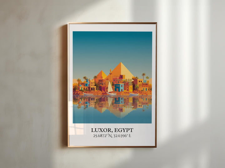 Luxor Egypt Art, Luxor Egypt Retro Travel Art, Egypt Home Decor, Egypt Gift, Egyptian Travel Art, Travel Prints, Housewarming Gift