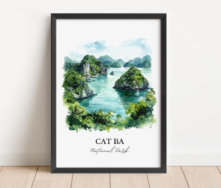 Cat Ba National Park Wall Art, Vietnam Print, Vietnam Watercolor, Cat Ba National Park Gift, Travel Print, Travel Poster, Housewarming Gift