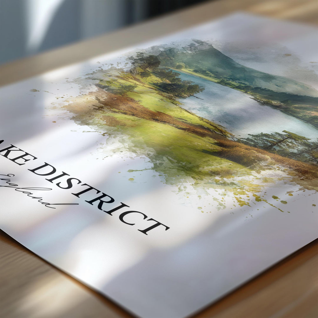 Lake District Wall Art, Lake District Print, England Watercolor Art, Lake District Gift, Travel Print, Travel Poster, Housewarming Gift