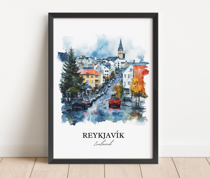 Reykjavik Wall Art, Reykjavik Print, Iceland Watercolor Art, Reykjavik Gift, Travel Print, Travel Poster, Housewarming Gift