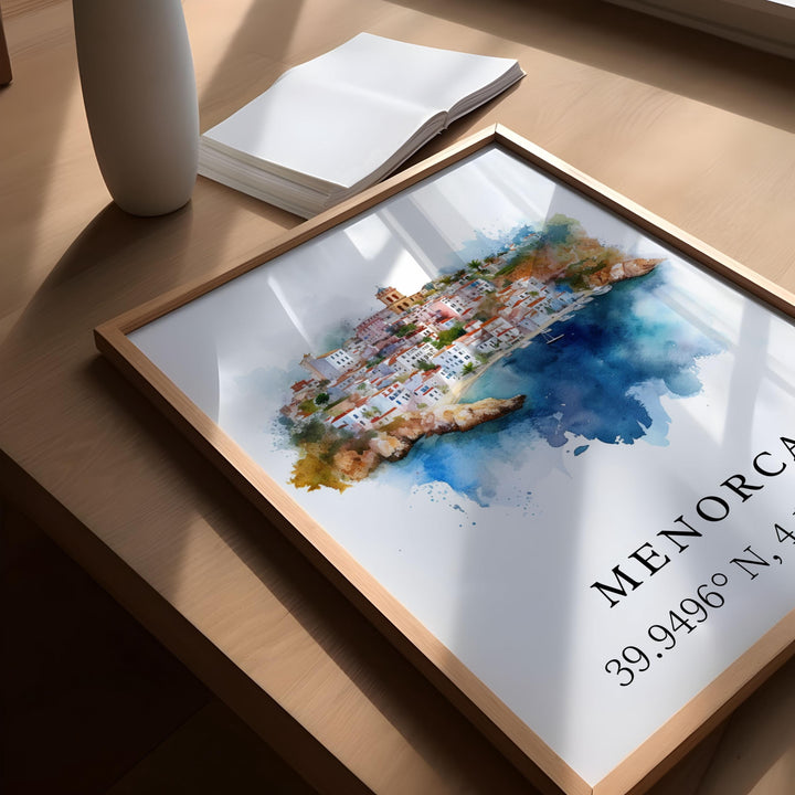 Menorca Spain wall art, Menorca poster, Menorca Wedding gift, Balearic Islands souvenir, Custom Text, Personalized Gift