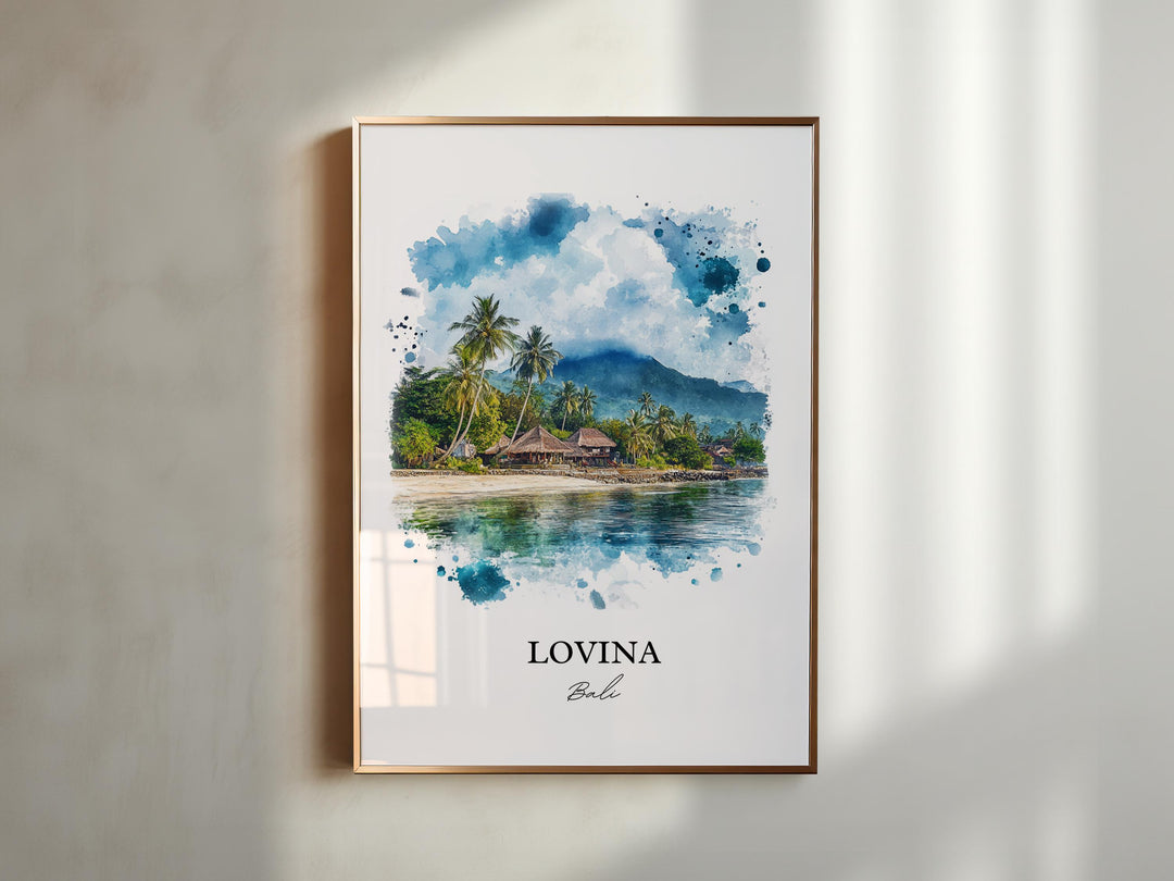 Lovina Bali Wall Art, Lovina Beach Print, Bali Watercolor Art, Lovina Bali Gift, Travel Print, Travel Poster, Housewarming Gift