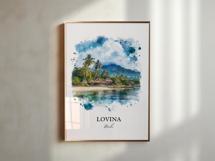 Lovina Bali Wall Art, Lovina Beach Print, Bali Watercolor Art, Lovina Bali Gift, Travel Print, Travel Poster, Housewarming Gift