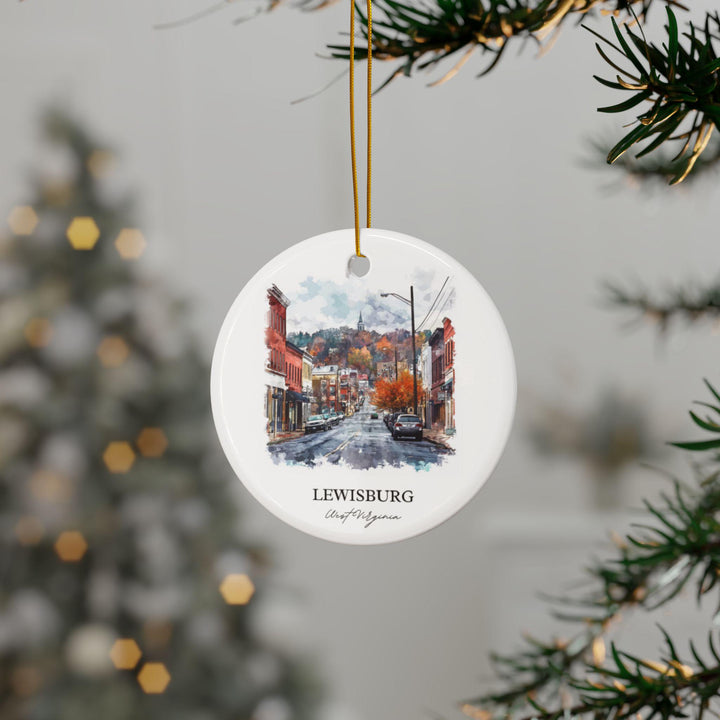 Lewisburg WV Ornament: Unique Lewisburg Souvenir, Lewisburg Xmas Decor, and Authentic West Virginia Gift