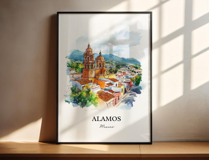 Alamos Mexico Wall Art, Alamos MX Print, Mexico Watercolor Art, Sonora Mexico Gift, Travel Print, Travel Poster, Housewarming Gift