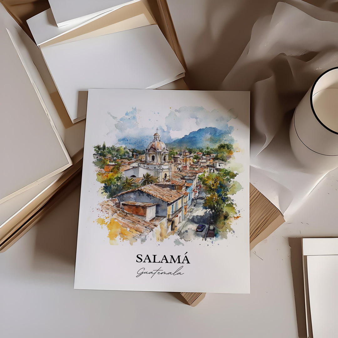 Salamá Wall Art, Baja Verapaz Print, Guatemala Watercolor Art, Salamá Guatemala Gift, Travel Print, Travel Poster, Housewarming Gift