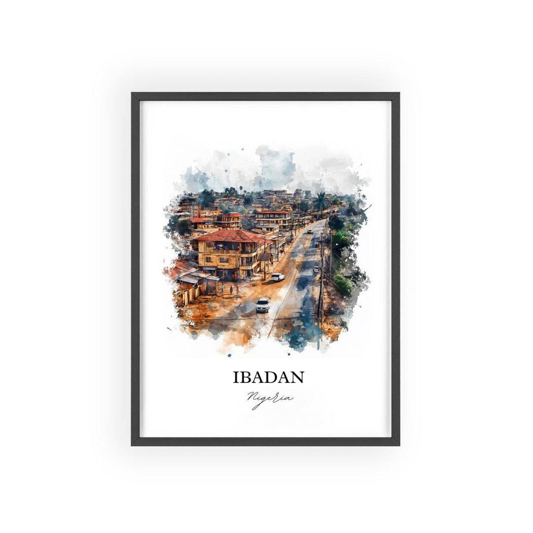Ibadan Nigeria Wall Art, Ibadan Print, Nigeria Watercolor Art, Ibadan Nigeria Gift, Travel Print, Travel Poster, Housewarming Gift