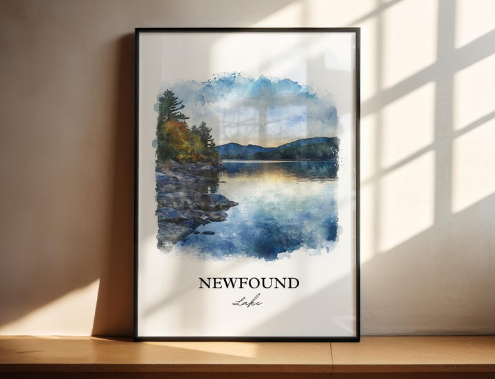 Newfound Lake Wall Art, Grafton County, Print, NH Watercolor Art, Newfound Lake Gift, Travel Print, Travel Poster, Housewarming Gift