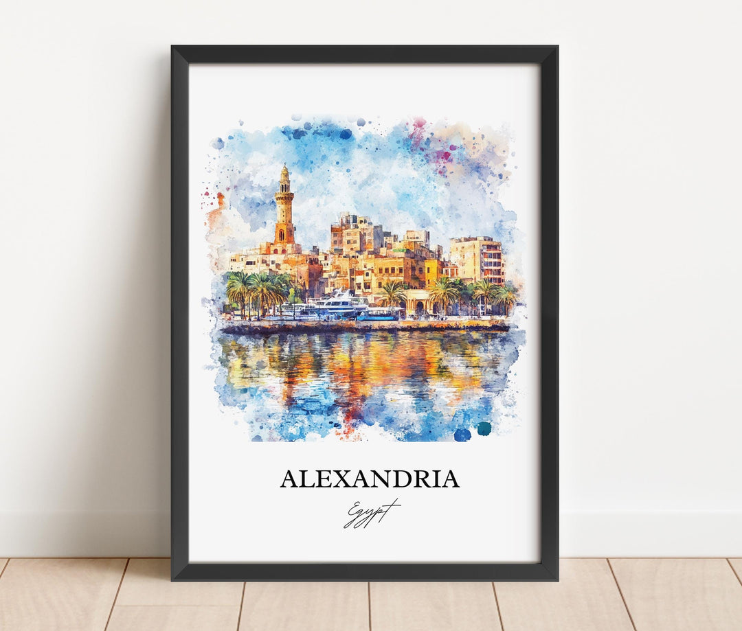 Alexandria Egypt Wall Art, Egypt Print, Egypt Watercolor Art, Alexandria Gift, Travel Print, Travel Poster, Housewarming Gift
