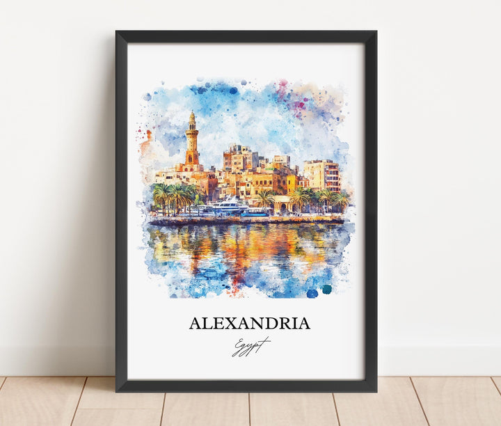 Alexandria Egypt Wall Art, Egypt Print, Egypt Watercolor Art, Alexandria Gift, Travel Print, Travel Poster, Housewarming Gift