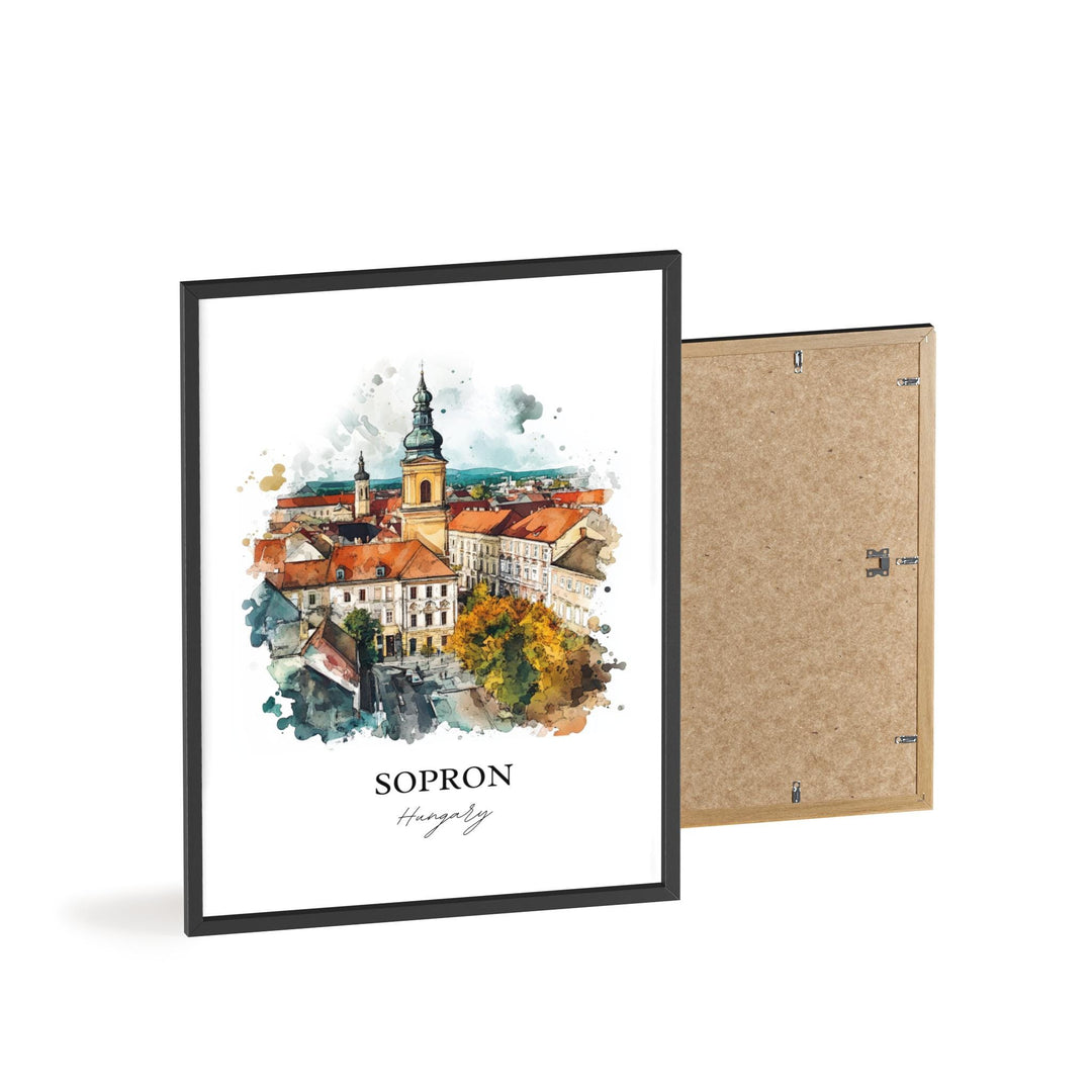 Sopron Wall Art, Lake Neusiedl Print, Hungary Watercolor Art, Sopron Hungary Gift, Travel Print, Travel Poster, Housewarming Gift